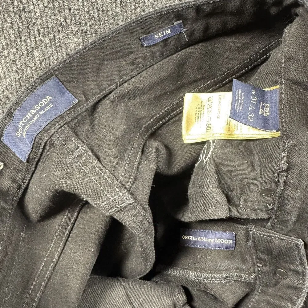 Scotch & Soda Amsterdams Blauw Skim Jeans Mens 31x32 Black Skinny Denim Stretch